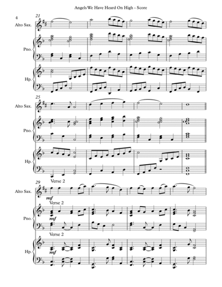 Angels We Have Heard On High, Trio for Eb Alto Saxophone, Harp and Piano image number null