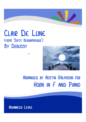 Book cover for Clair De Lune (Debussy) - horn in F and piano with FREE BACKING TRACK
