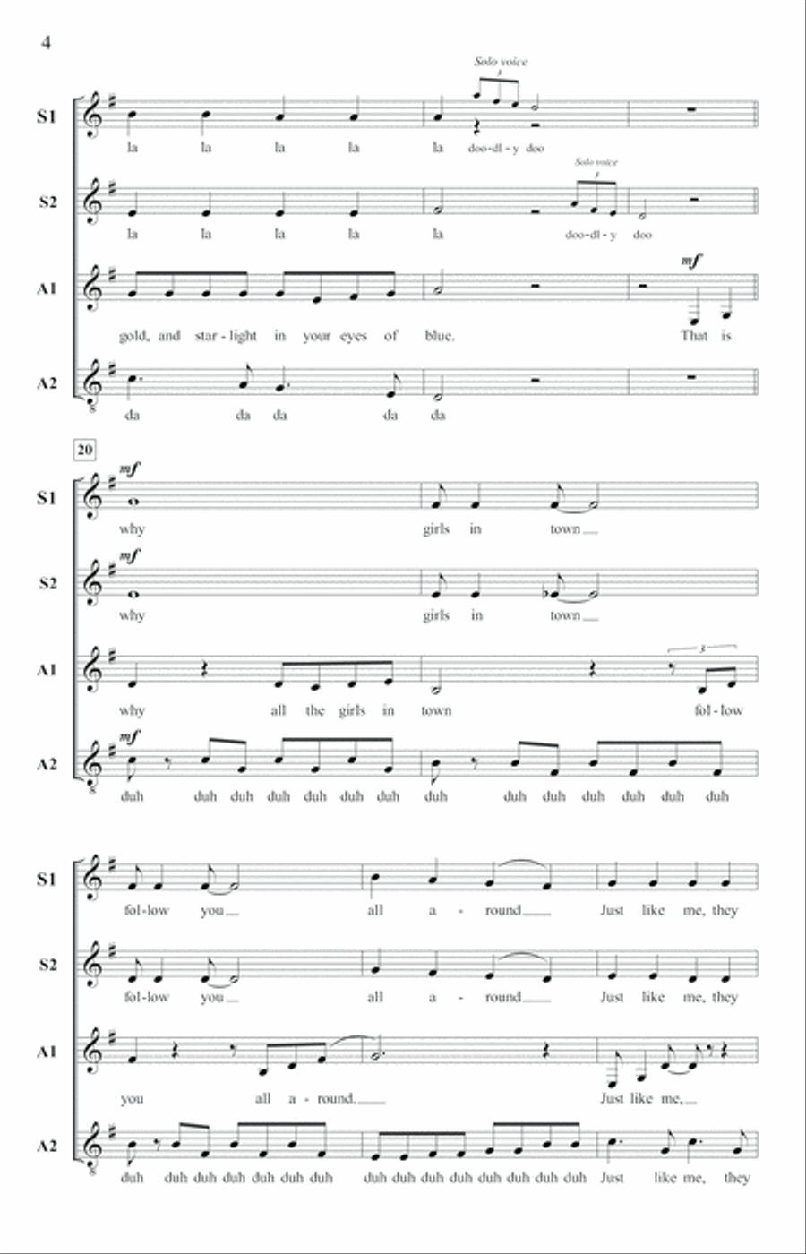 (They Long To Be) Close To You (arr. Deke Sharon) SSA scores gallery preview page 3