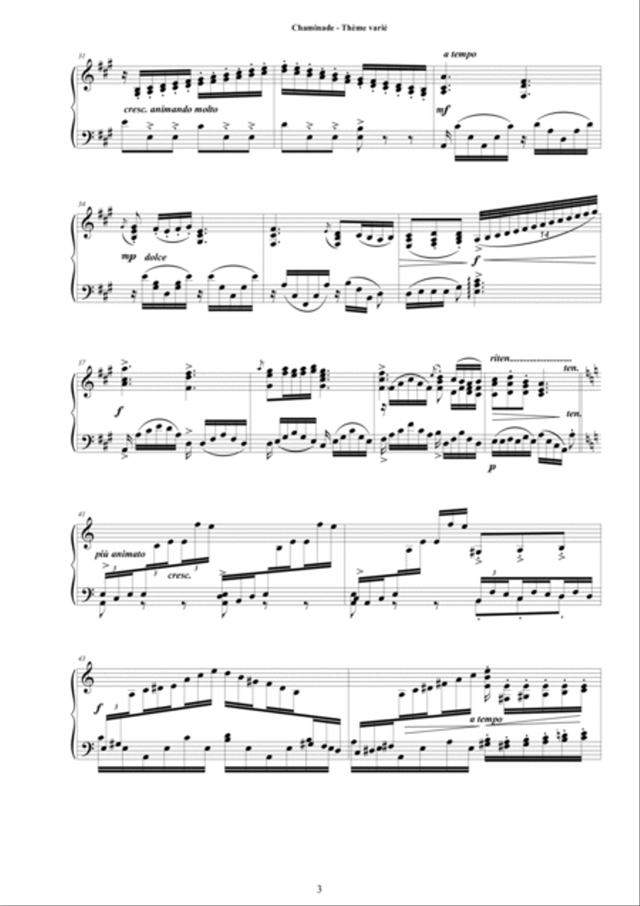 Chaminade - Thème varié - Op.89 - Harpischord or Piano version Chaminade - Thème varié - Op.89 - Harpischord or Piano version Harpsichord scores gallery preview page 3