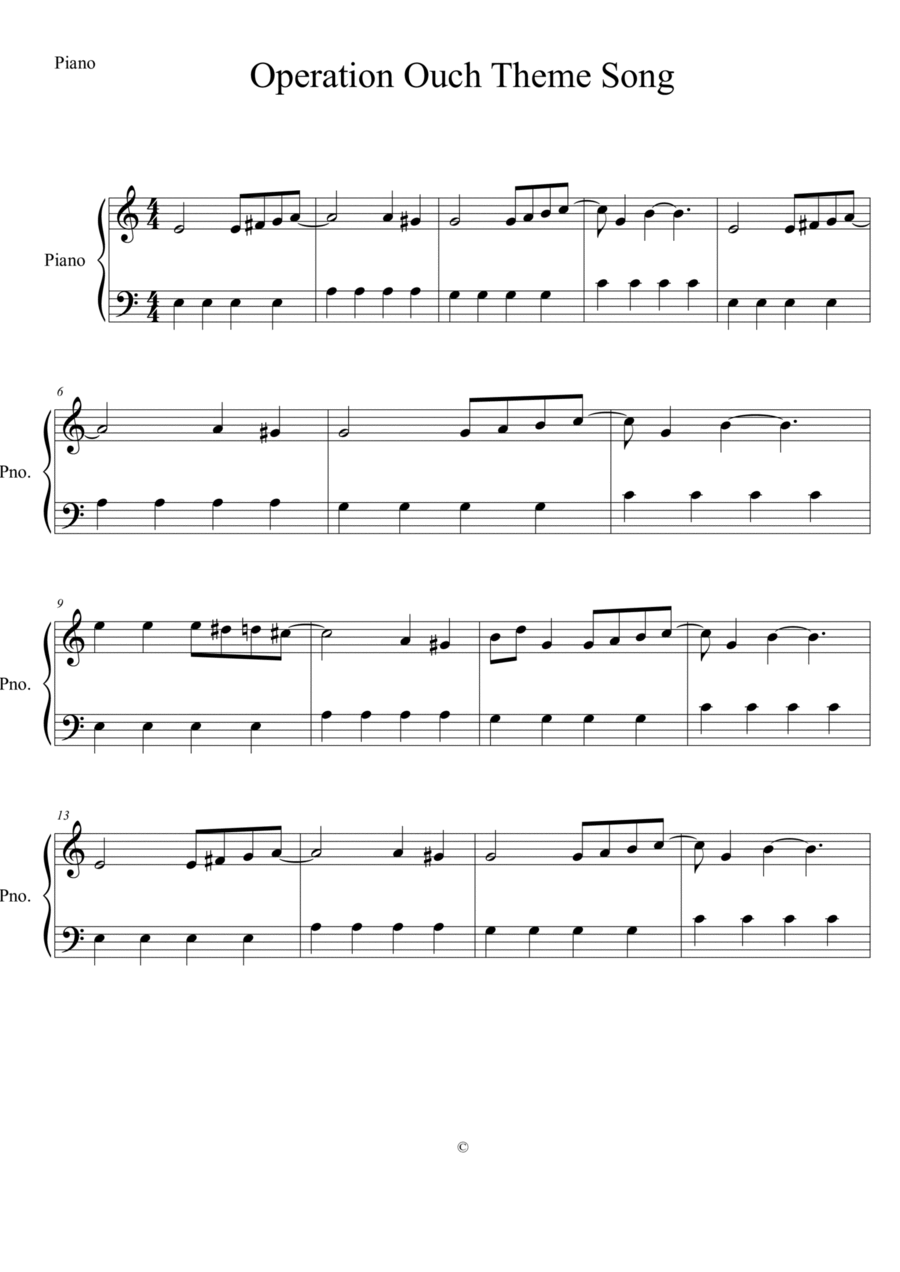 Operation Ouch Operation Ouch Easy Piano scores gallery preview page 1