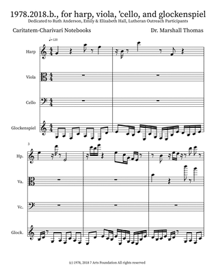 1978.2018.b., for harp, viola, 'cello, and glockenspiel