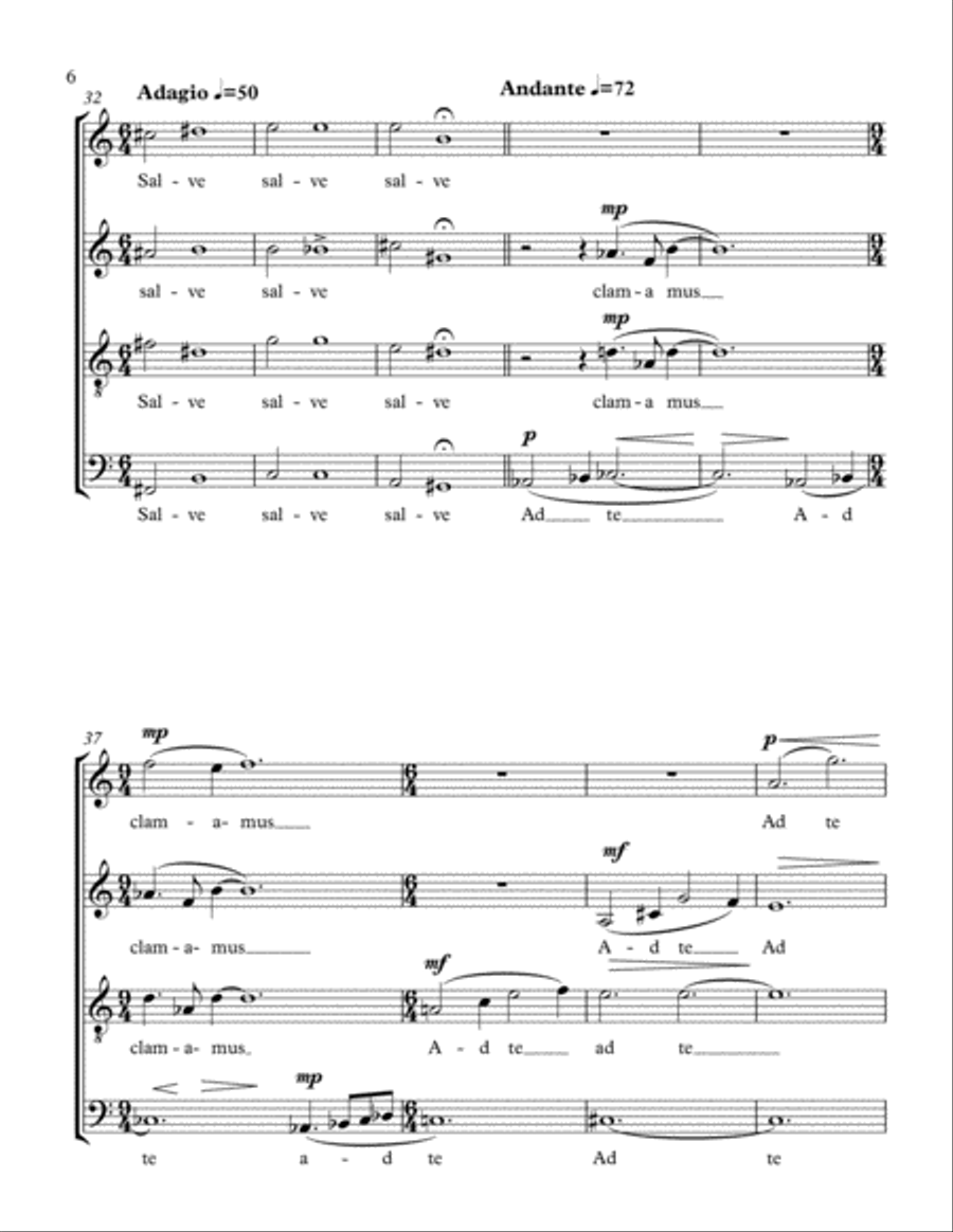 Salve Regina, Op. 18 4-Part scores gallery preview page 6