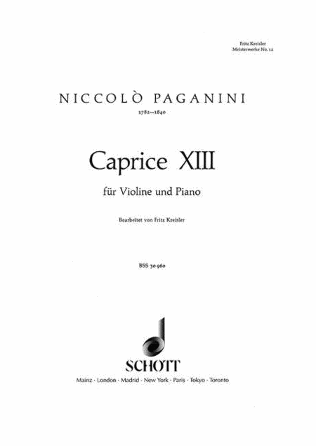 Kreisler Mw12 Paganini Caprice No.13 Vln