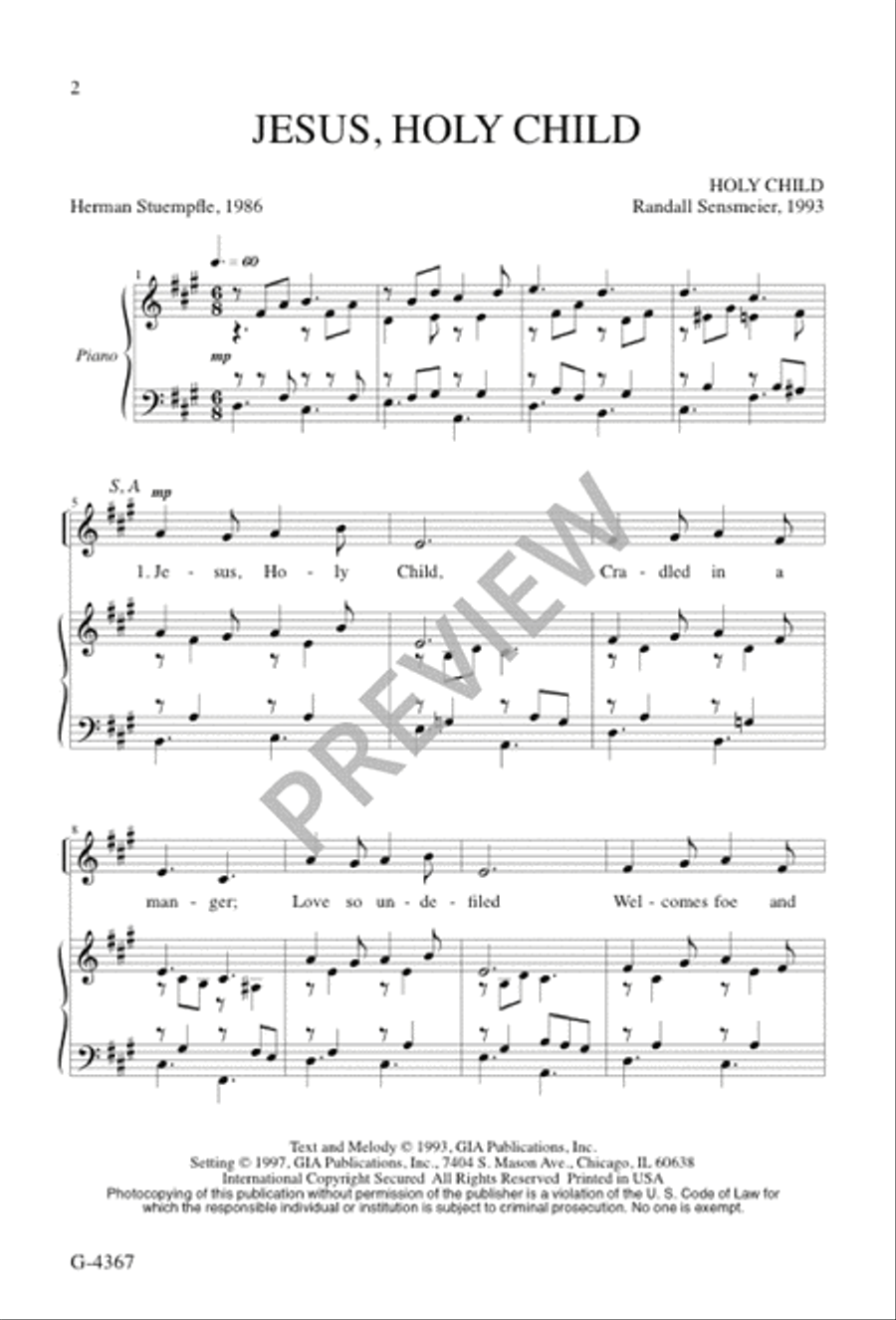 Jesus, Holy Child Jesus, Holy Child 4-Part scores gallery preview page 3