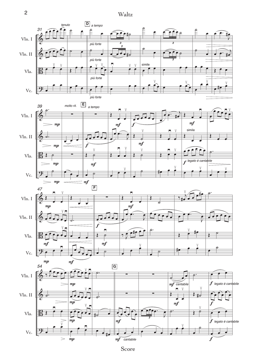 Waltz Unforgettable - for String Quartet String Quartet scores gallery preview page 2