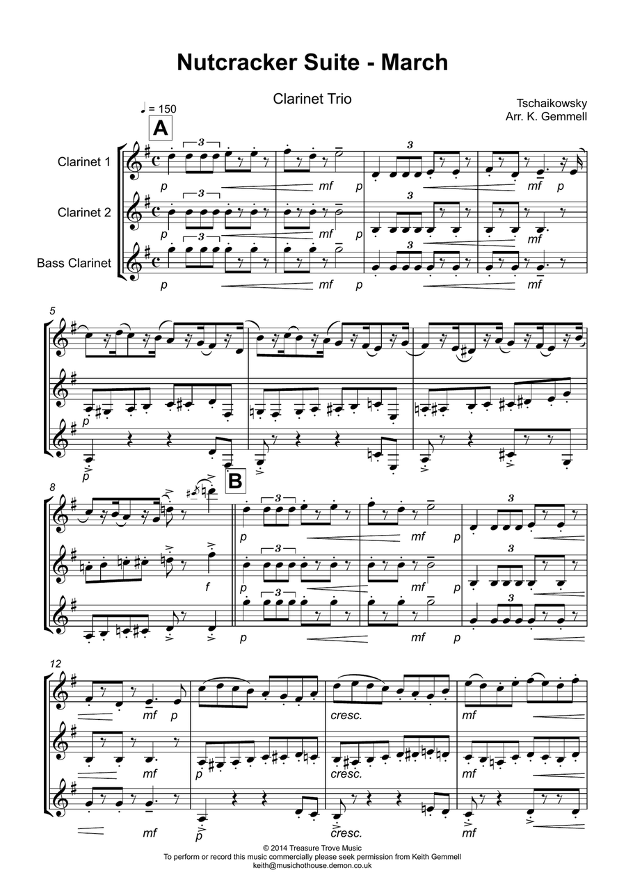 Nutcracker Suite - March: Clarinet Trio Clarinet Trio scores gallery preview page 1