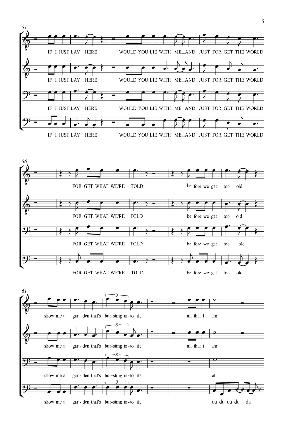 Chasing Cars (arr. Gitika Partington) TTBB scores gallery preview page 5