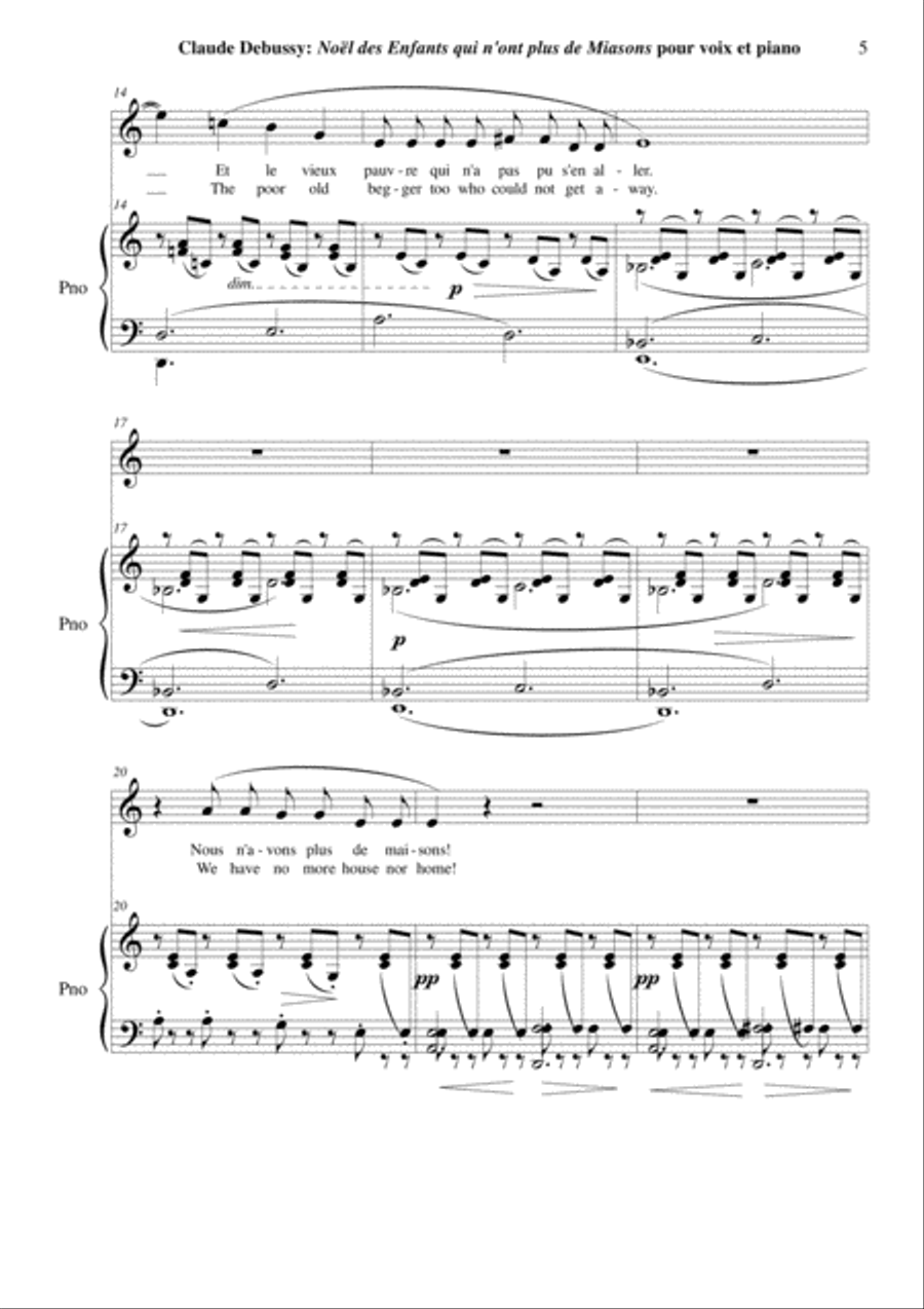 Claude Debussy: Noël des Enfants Qui N'ont Plus de Maisons for voice and piano High Voice scores gallery preview page 5