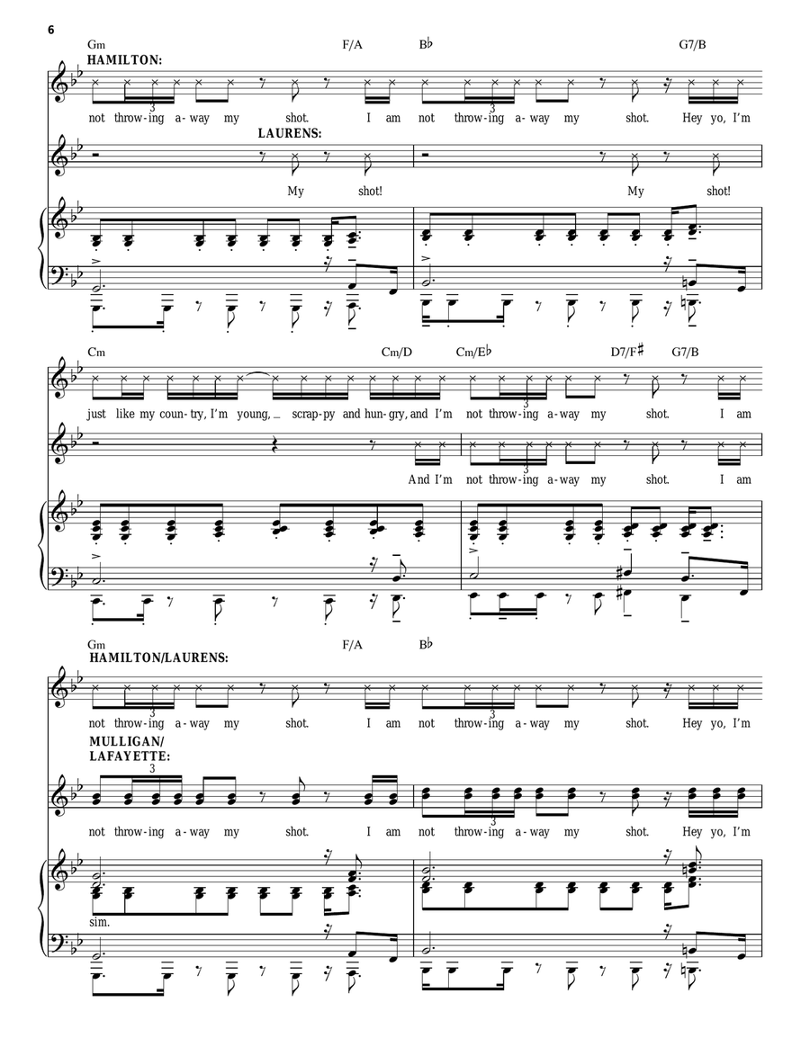 My Shot (from Hamilton) Piano, Vocal scores gallery preview page 6