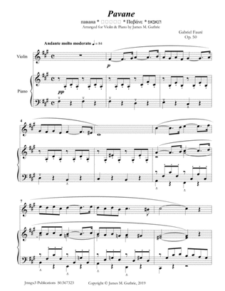 Fauré: Pavane Op. 50 for Violin & Piano