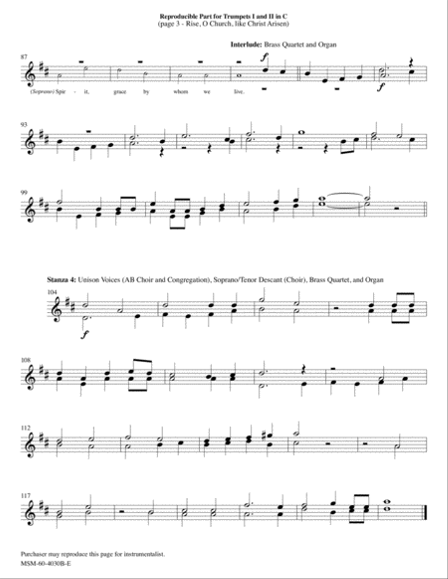 Rise, O Church, like Christ Arisen Choir scores gallery preview page 6