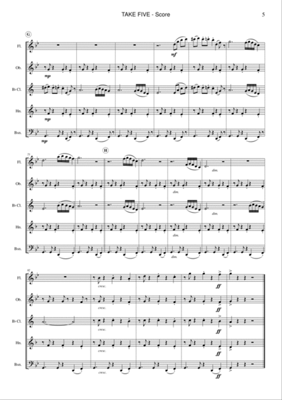 Take Five Woodwind Quintet scores gallery preview page 5
