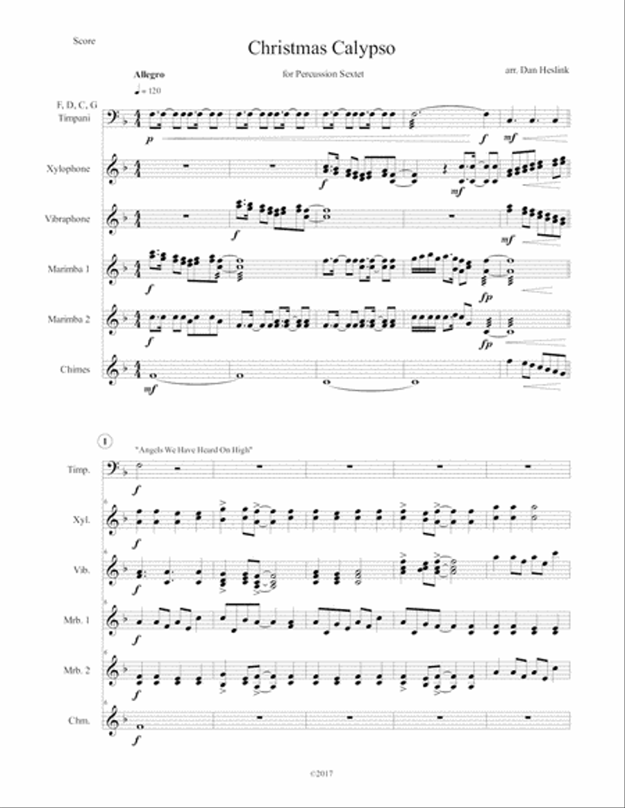Christmas Calypso for Percussion Sextet Percussion Ensemble scores gallery preview page 2