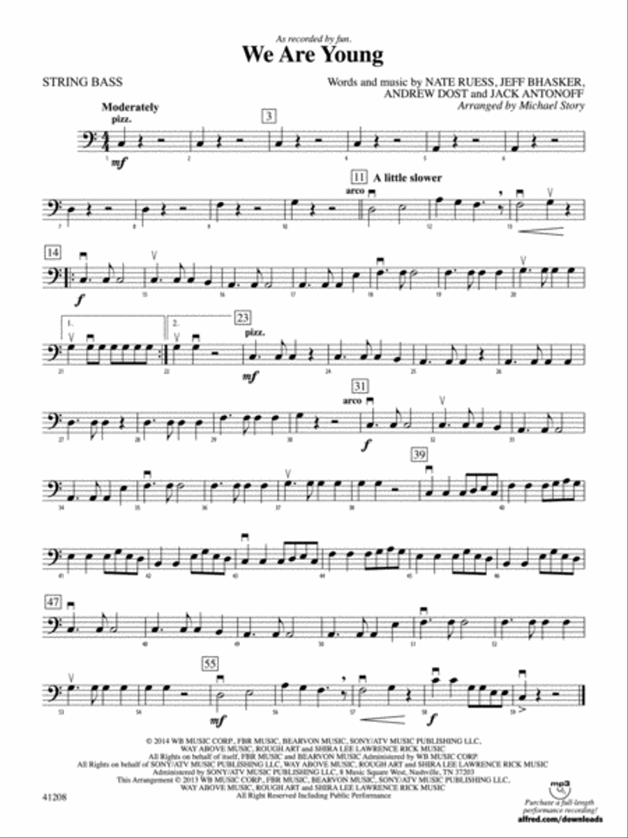 We Are Young: String Bass String Orchestra scores gallery preview page 1