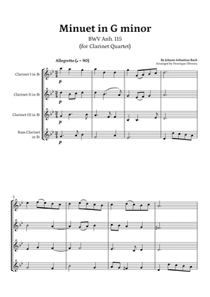 Book cover for Minuet in G minor, BWV Anh. 115 (Clarinet Quartet) - J. S. Bach