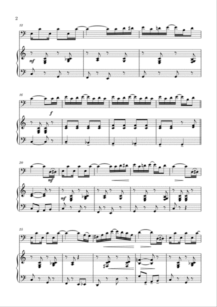The Entertainer (for Trombone and Piano) Trombone Duet scores gallery preview page 2