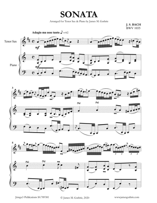 BACH: Sonata BWV 1035 for Tenor Sax & Piano
