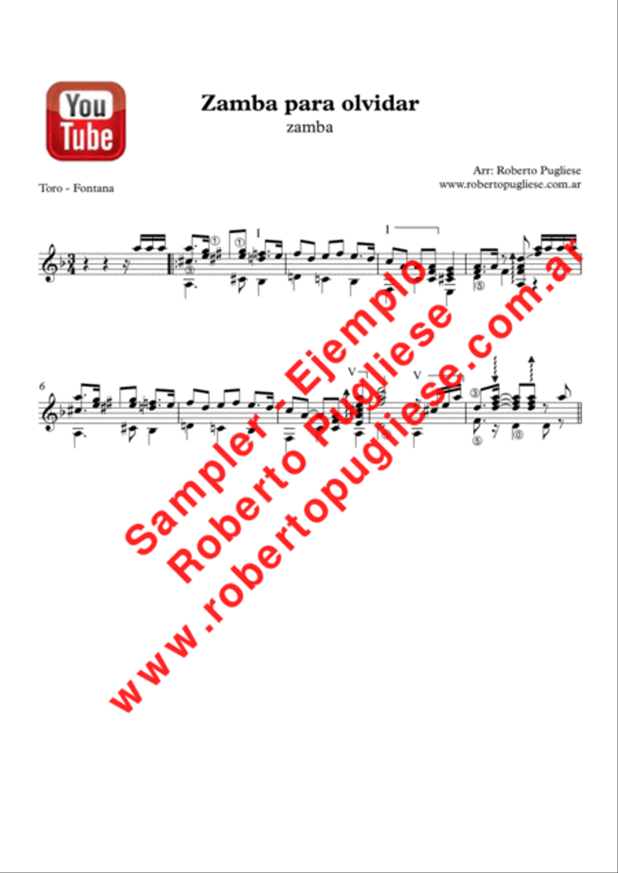 Zamba para olvidar Classical Guitar scores gallery preview page 2