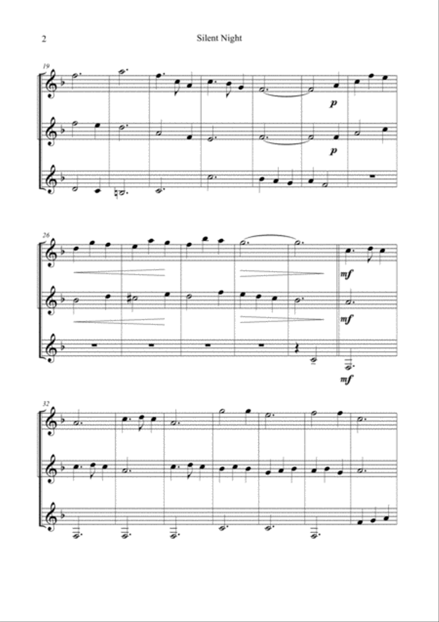 SILENT NIGHT - STILLE NACHT - for easy Clarinet Trio image number null