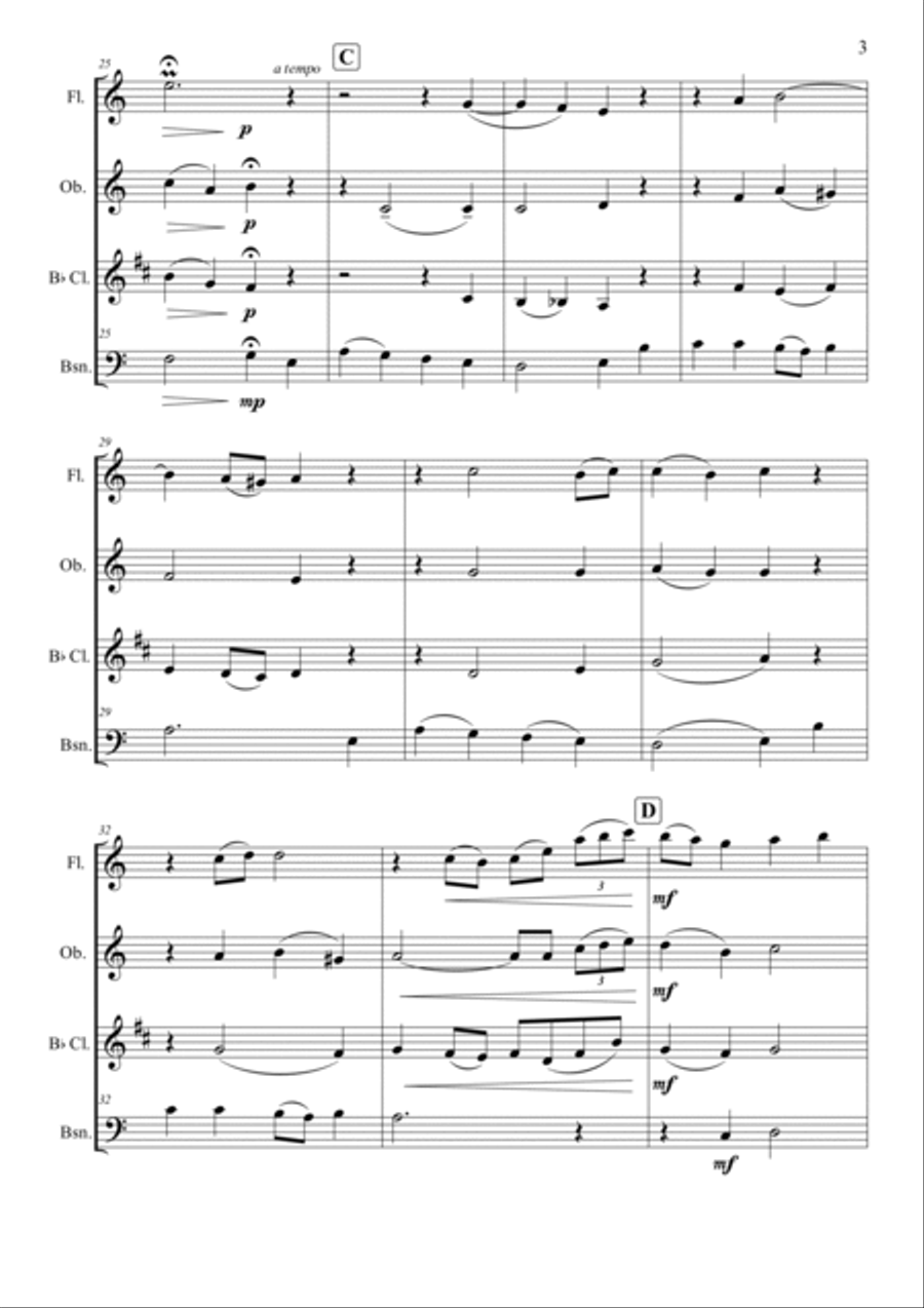 O Sacred Head, Surrounded Woodwind Quartet scores gallery preview page 3