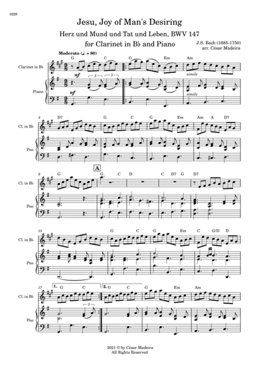 Jesu, Joy of Man's Desiring - Bb Clarinet and Piano (Full Score) image number null