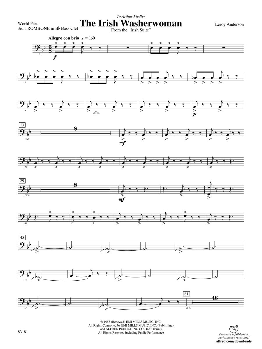 The Irish Washerwoman (from the Irish Suite): (World Part) 3rd B-flat Trombone B.C.