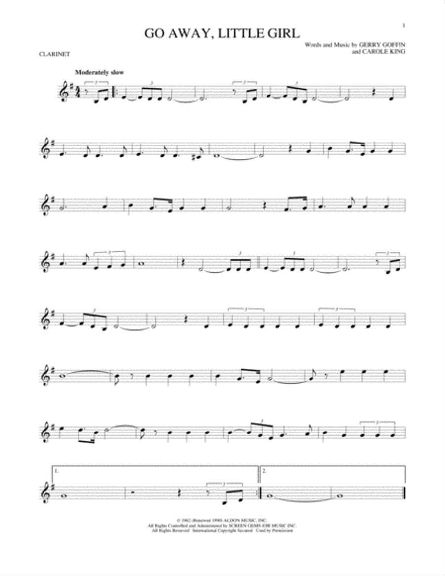 Go Away, Little Girl Clarinet Solo scores gallery preview page 1