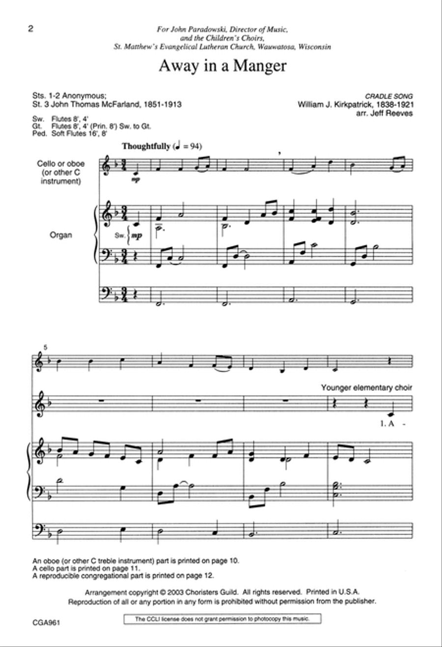 Away in a Manger Unison Unison Choir scores gallery preview page 2