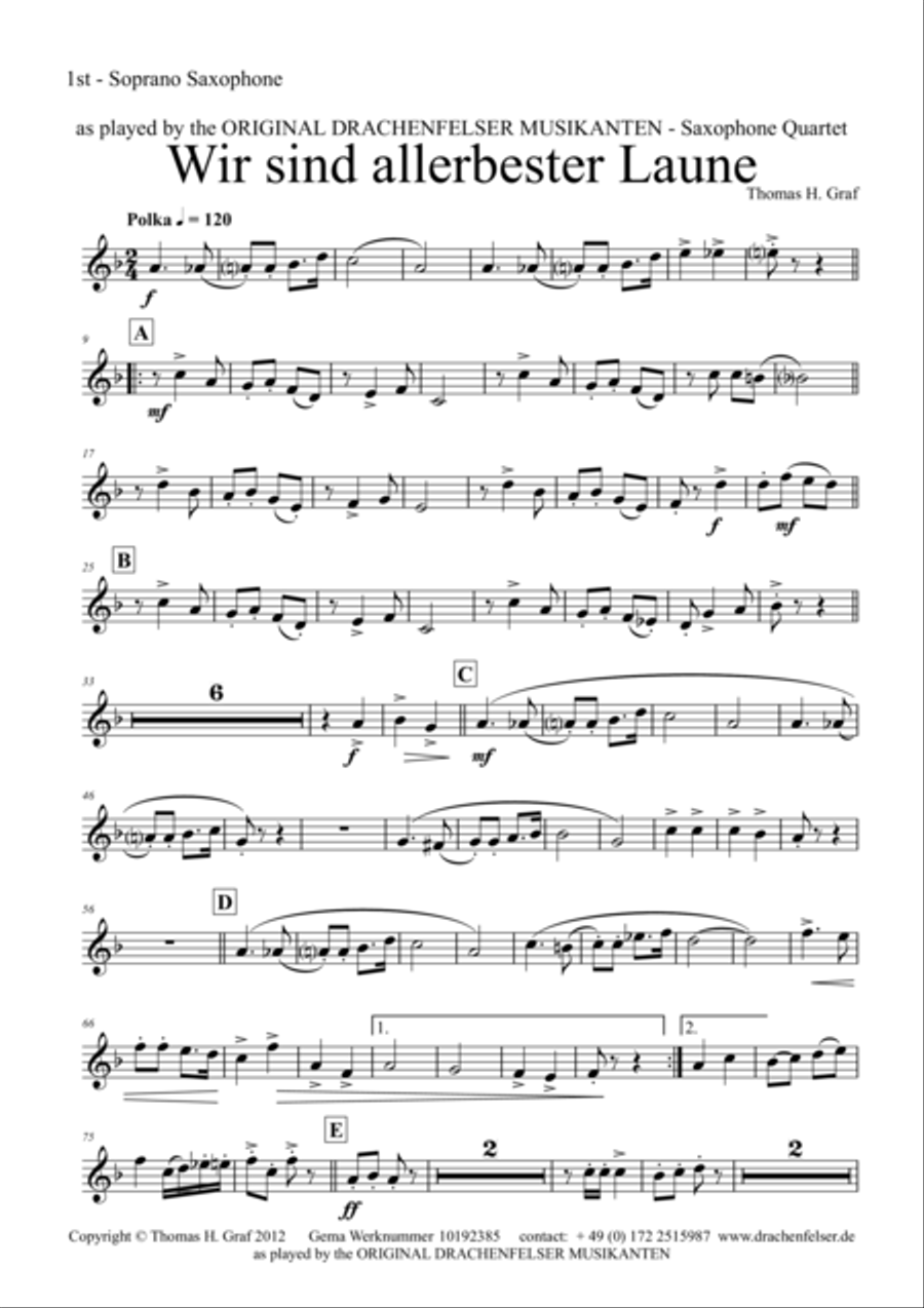Allerbester Laune - German Polka - Saxophone Quartet Saxophone Quartet scores gallery preview page 5