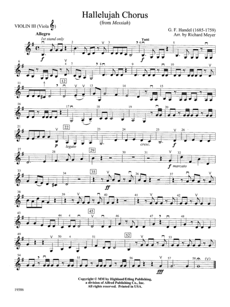 Hallelujah Chorus from Messiah: 3rd Violin (Viola [TC])
