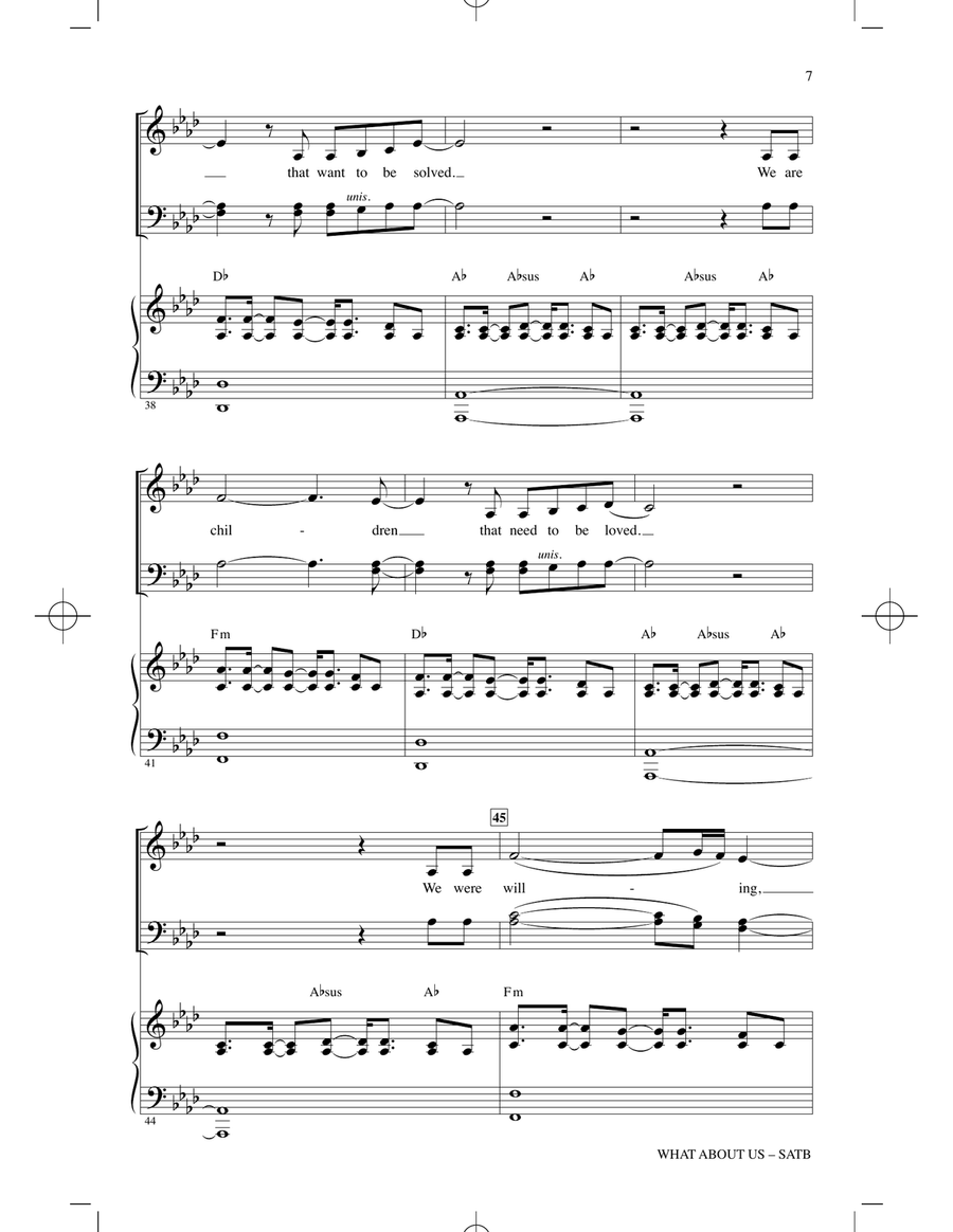 What About Us (arr. Mark Brymer) 4-Part scores gallery preview page 6