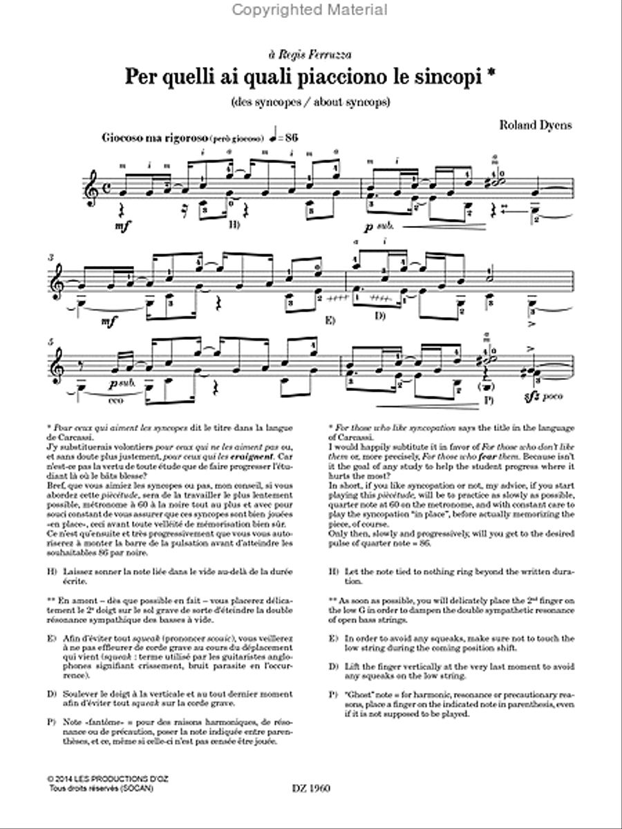 Les 100 de Roland Dyens - Per quelli ai quali piacciono le sincopi Classical Guitar scores gallery preview page 2