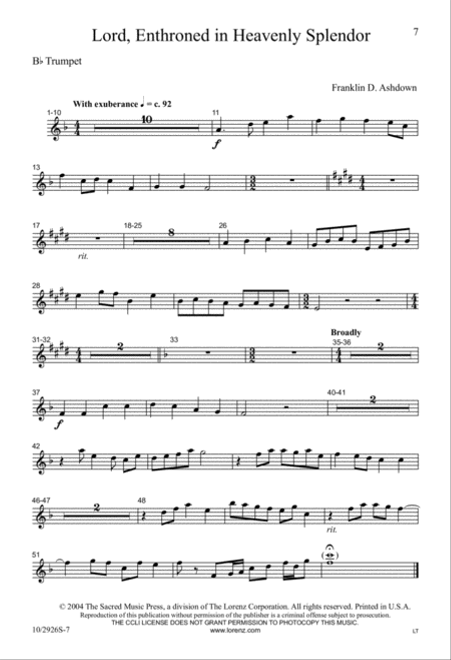 Lord, Enthroned in Heavenly Splendor 4-Part scores gallery preview page 6