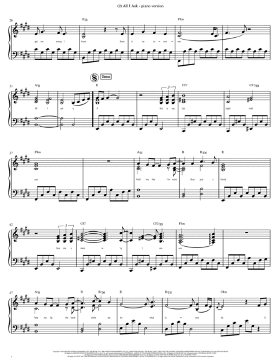 All I Ask Piano Solo scores gallery preview page 2