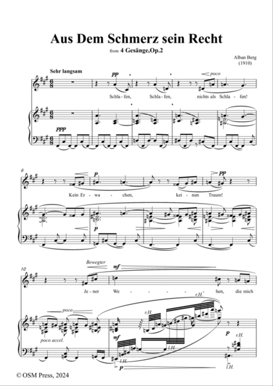 Alban Berg-Aus Dem Schmerz sein Recht(1910),in f sharp minor,Op.2 No.1 Voice scores gallery preview page 2