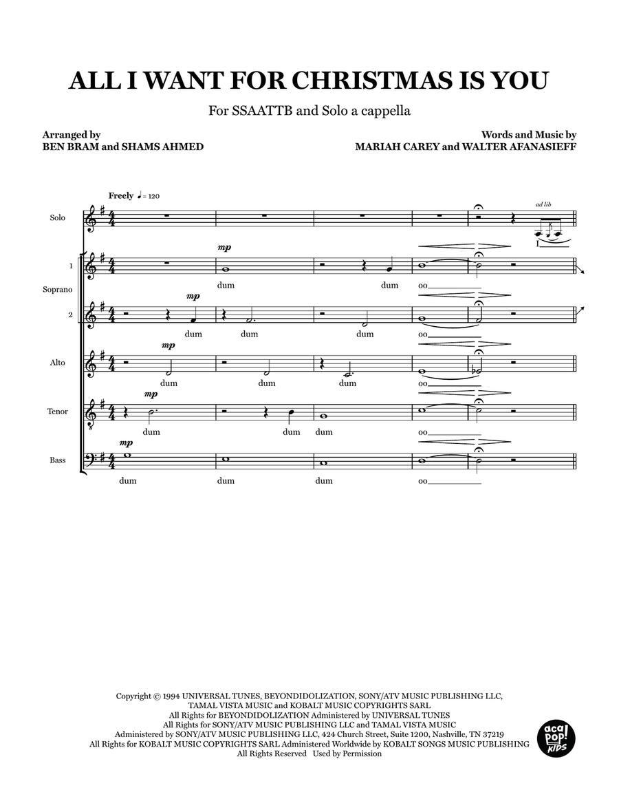 All I Want For Christmas Is You Choir scores gallery preview page 1