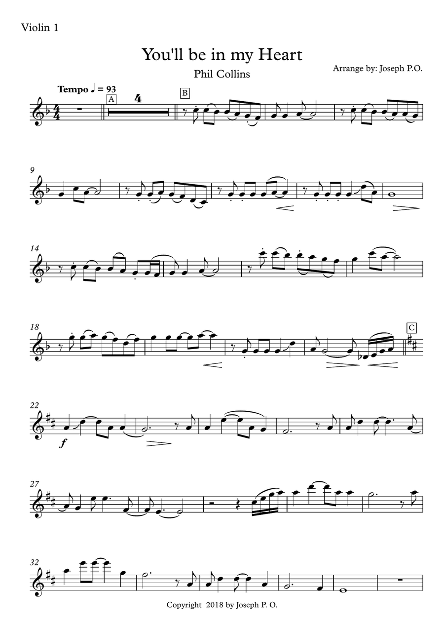 You'll Be In My Heart String Quartet scores gallery preview page 4