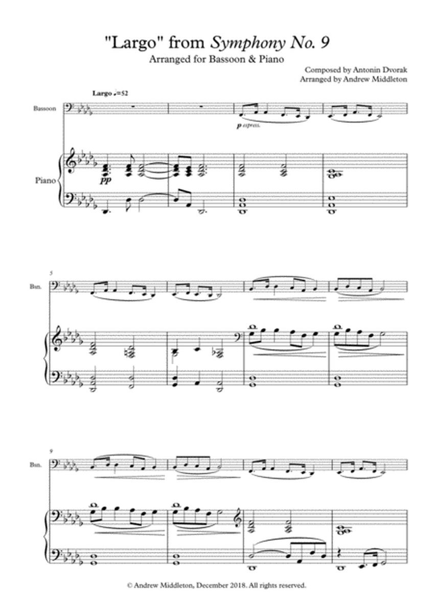 "Largo" from Symphony No. 9 arranged for Bassoon & Piano image number null