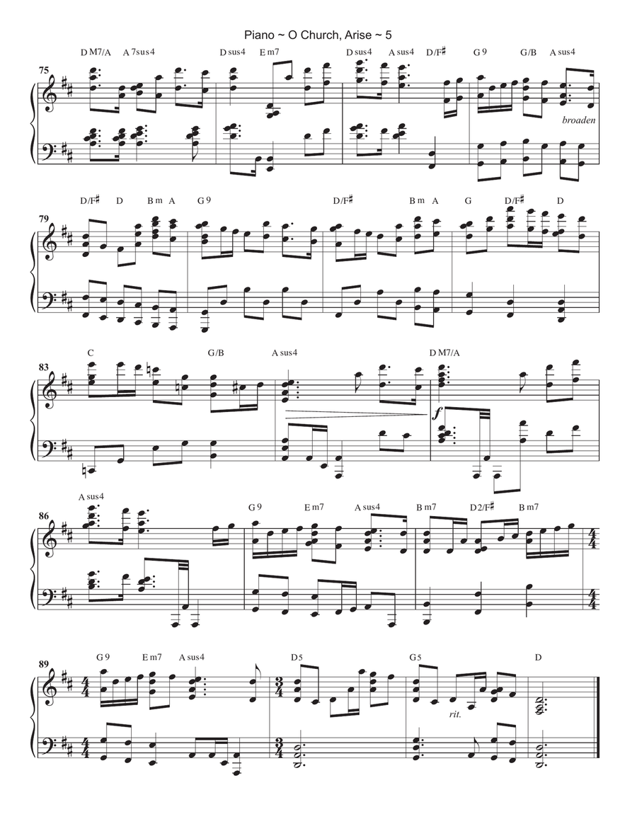 O Church Arise Piano Solo scores gallery preview page 6