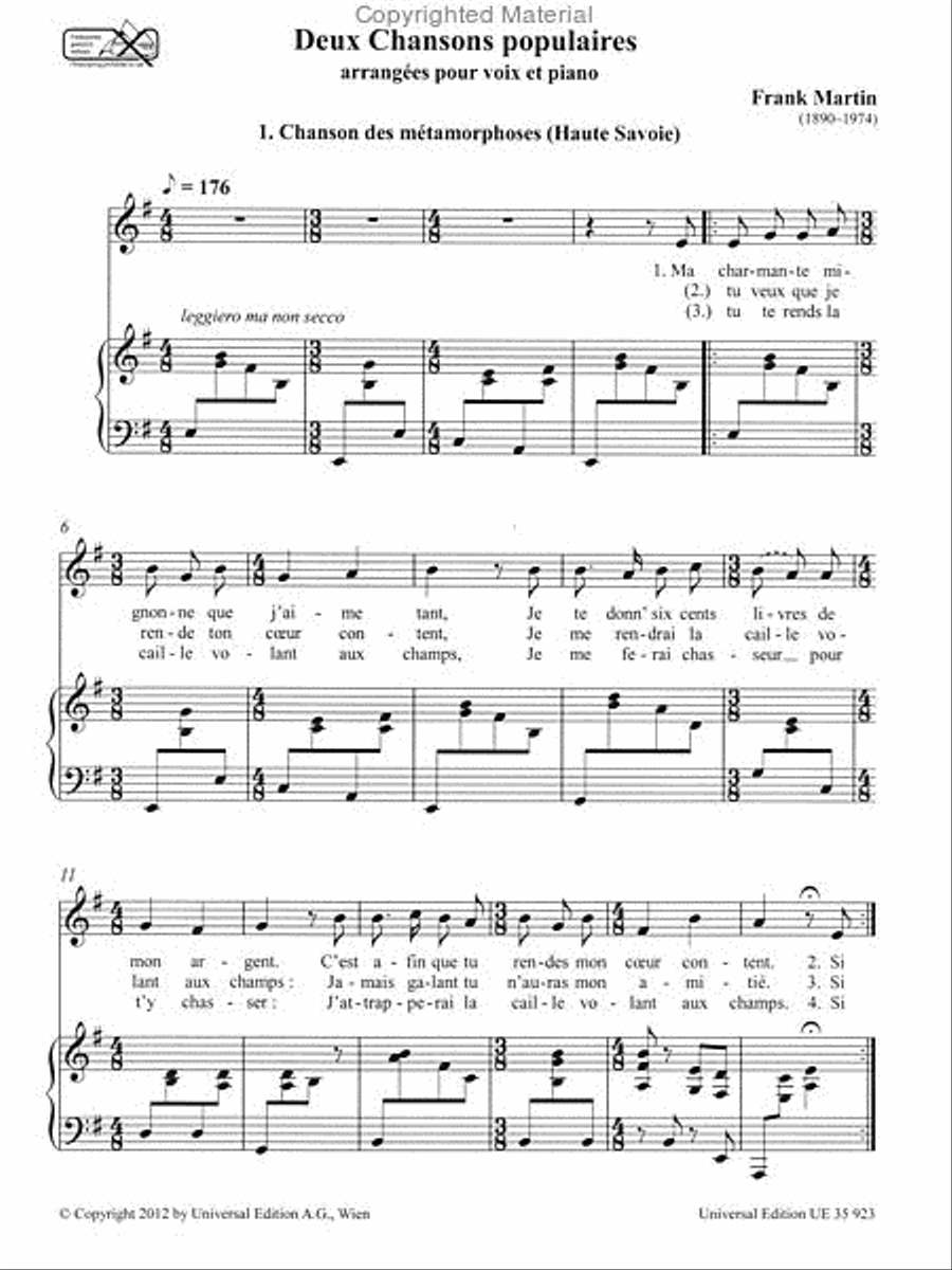 2 Chansons Populaires Chamber Music scores gallery preview page 2