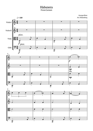 Book cover for Georges Bizet - Carmen - Habanera for String Quartet in a easy version - Score and parts included.