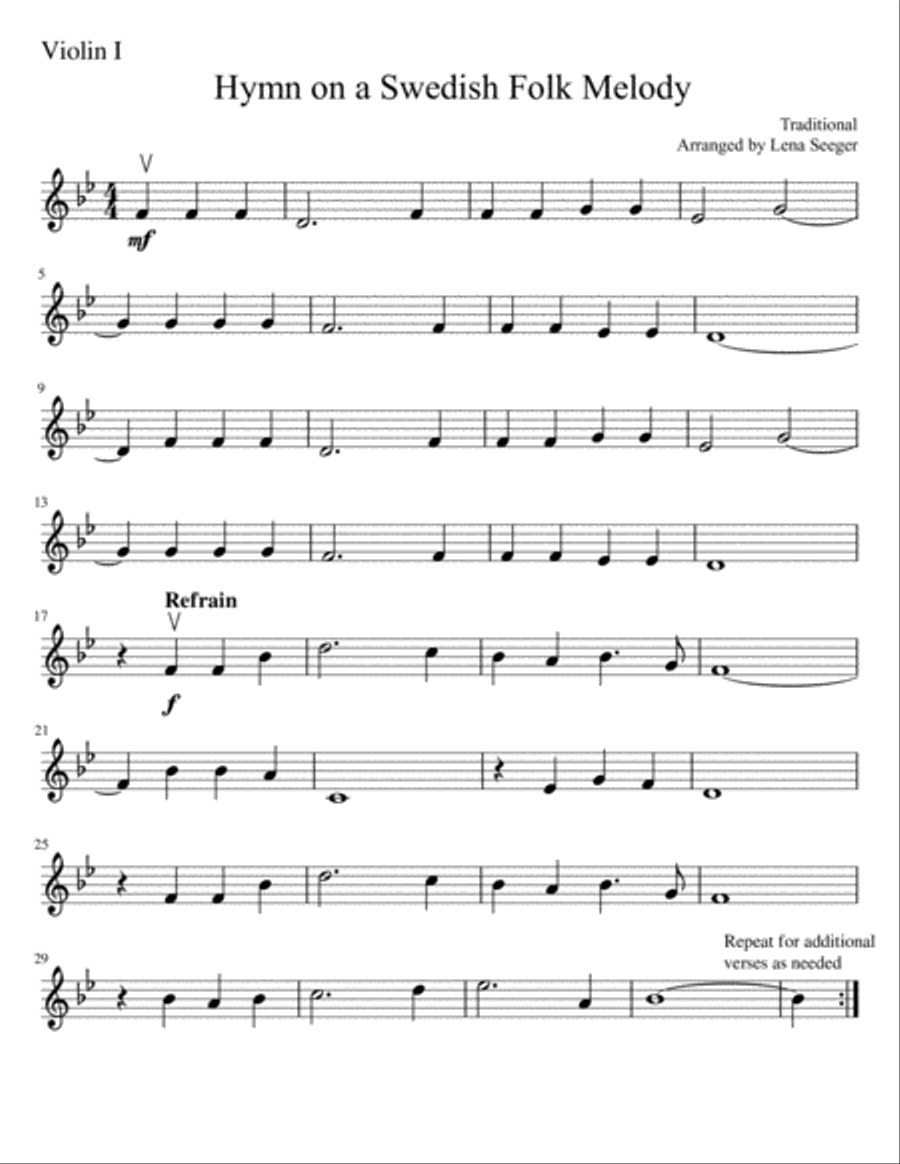 Hymn on a Swedish Folk Melody (two violins and cello) String Trio scores gallery preview page 3