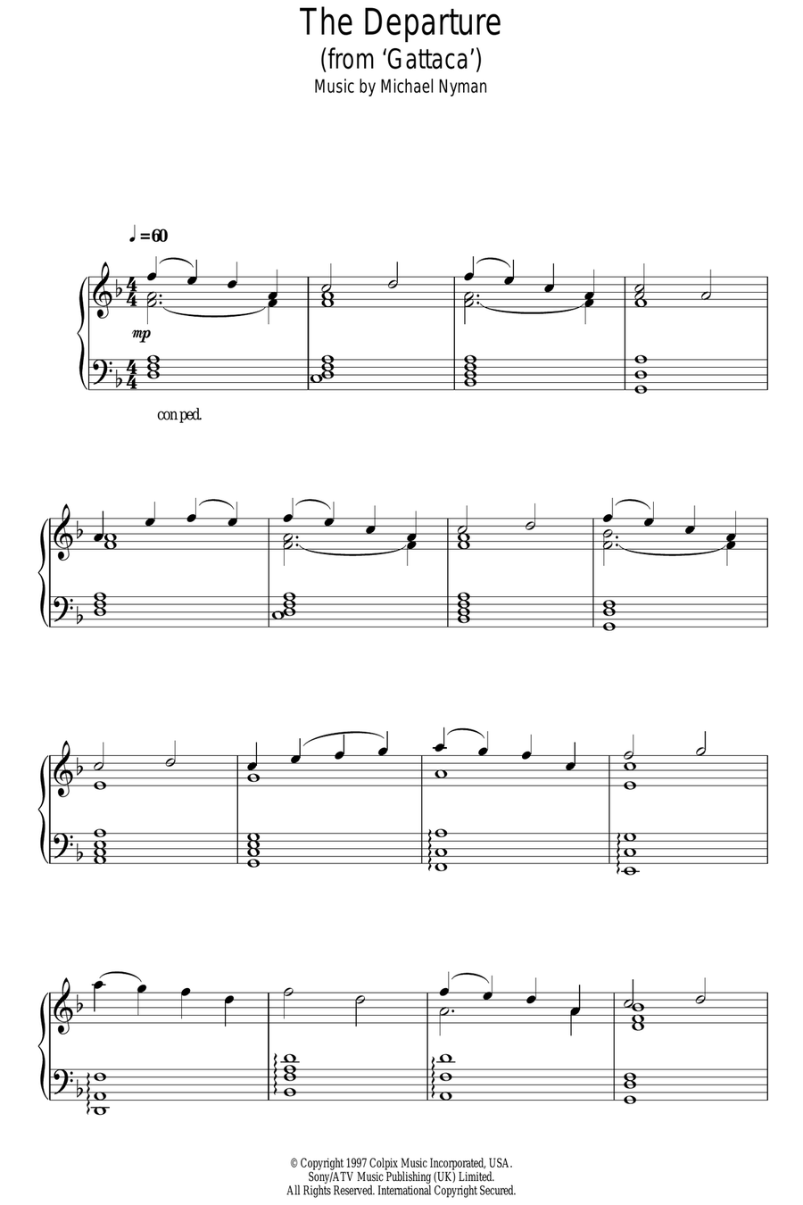 The Departure (from Gattaca) Piano Solo scores gallery preview page 1