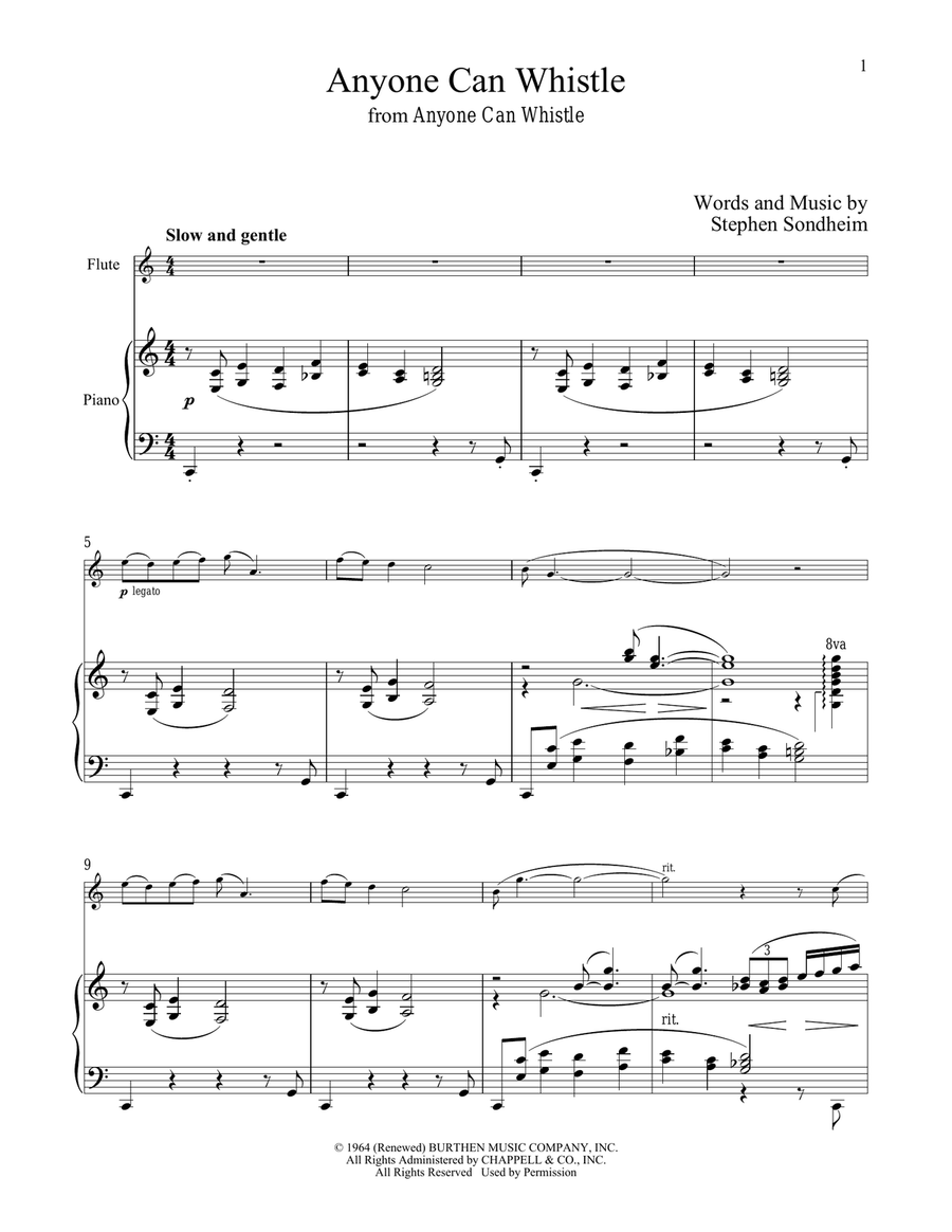 Anyone Can Whistle (from Anyone Can Whistle) Flute Solo scores gallery preview page 1