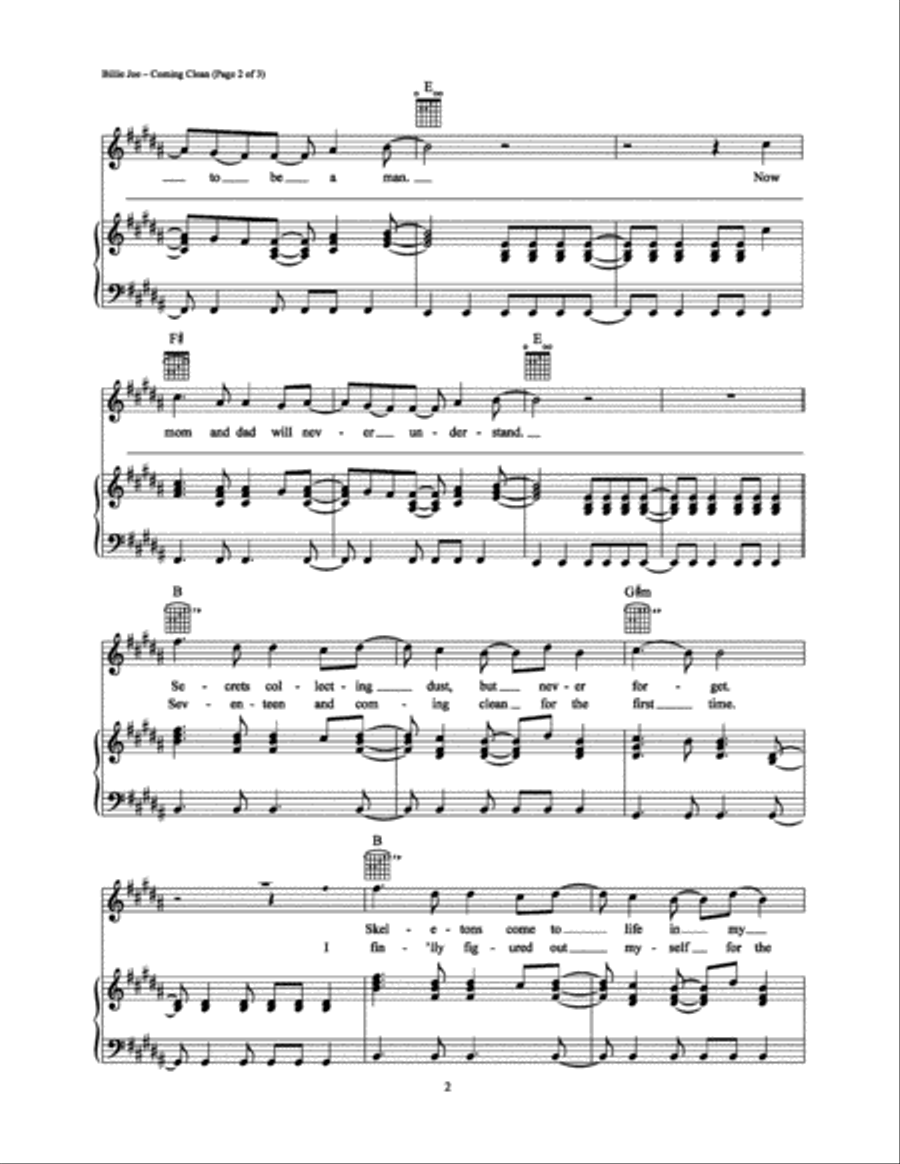 Coming Clean Coming Clean Piano, Vocal, Guitar scores gallery preview page 2