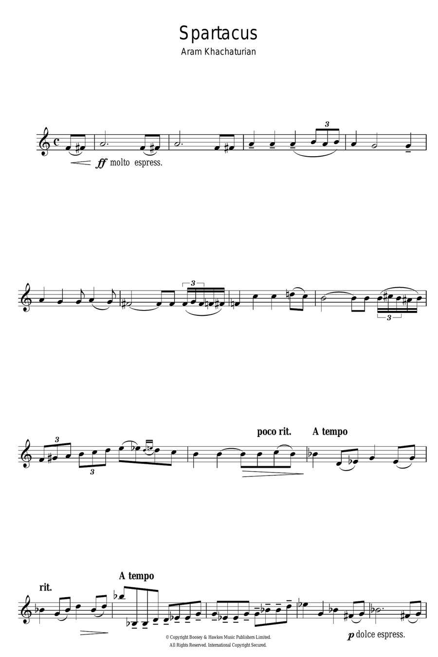 Spartacus (Love Theme) Clarinet Solo scores gallery preview page 1