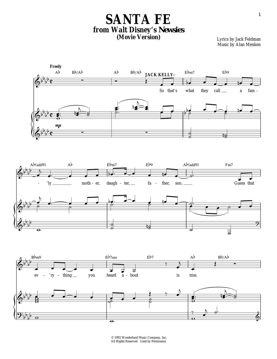 Santa Fe Piano, Vocal scores gallery preview page 1