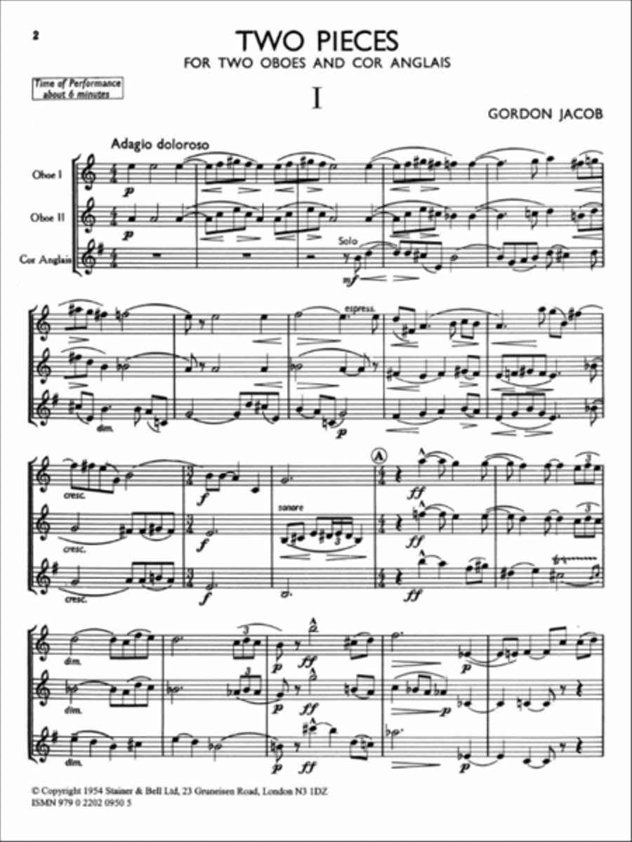 Two Pieces for Two Oboes and Cor Anglais English Horn scores gallery preview page 2