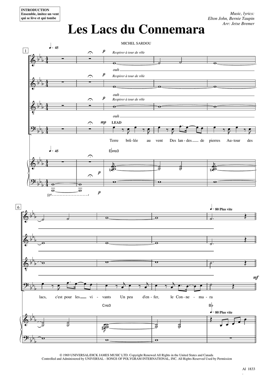 Les Lacs Du Connemara Les Lacs Du Connemara 4-Part scores gallery preview page 1